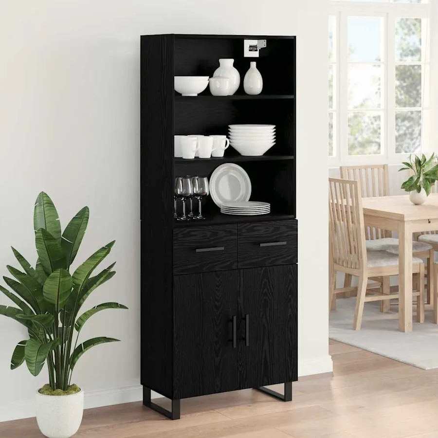 Haut Armoire 2 pcs Chêne noir 69,5 x 34 x 180 cm - 4