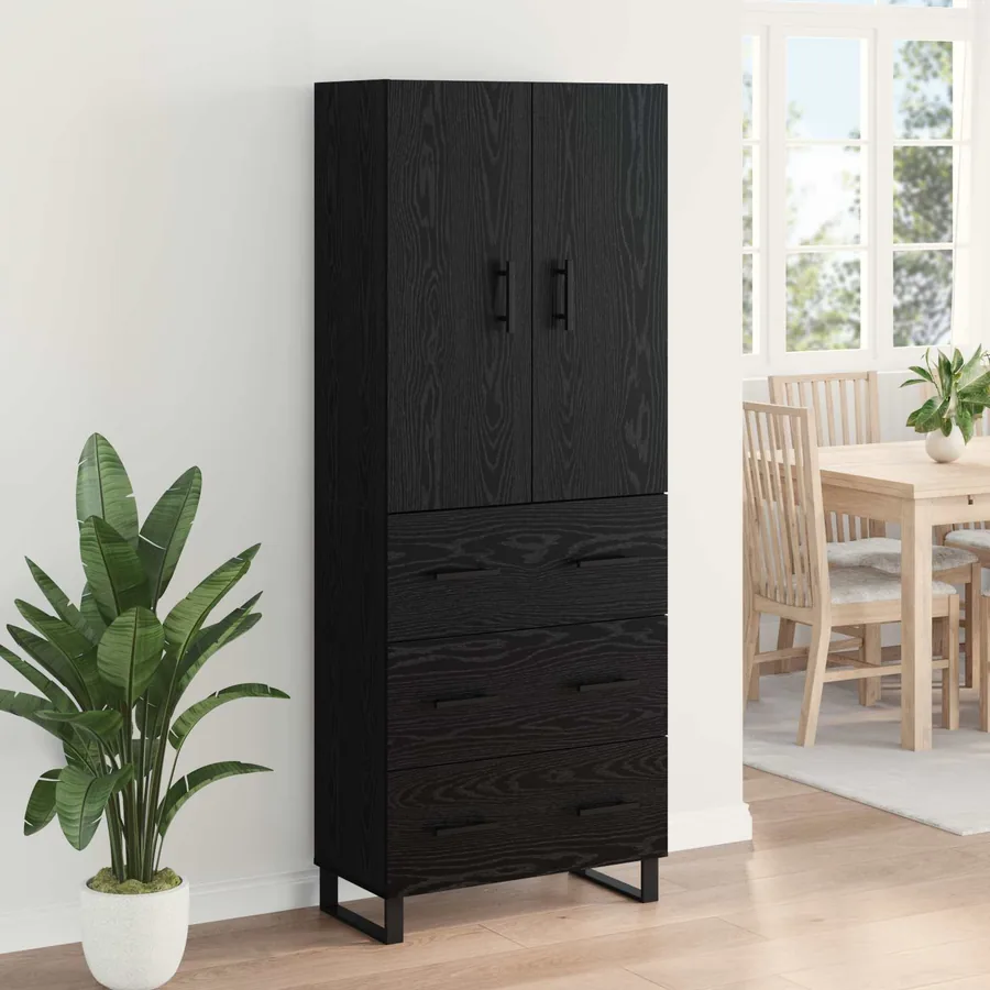 Haut Armoire avec tiroir 2 pcs Chêne noir 69,5 x 34 x 180 cm - 4