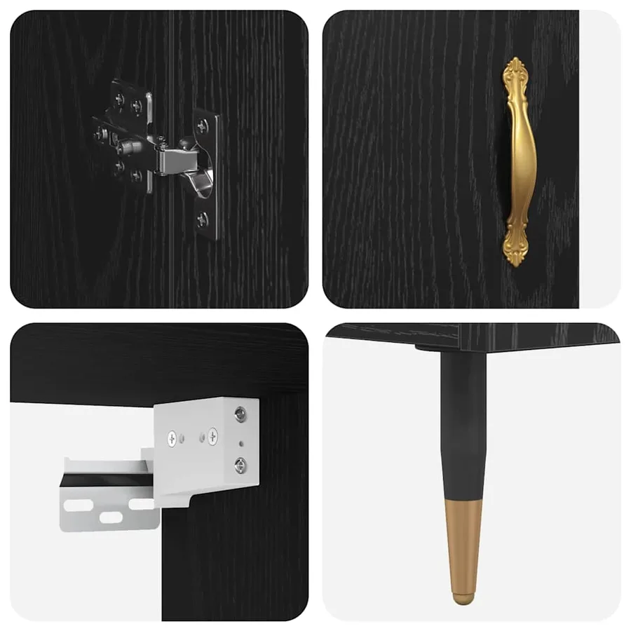 Haut Armoire 2 pcs Chêne noir Bois d'ingénierie - 11