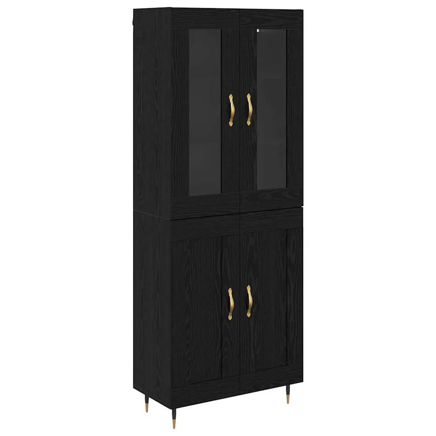 Haut Armoire 2 pcs Chêne noir Bois d'ingénierie - 2