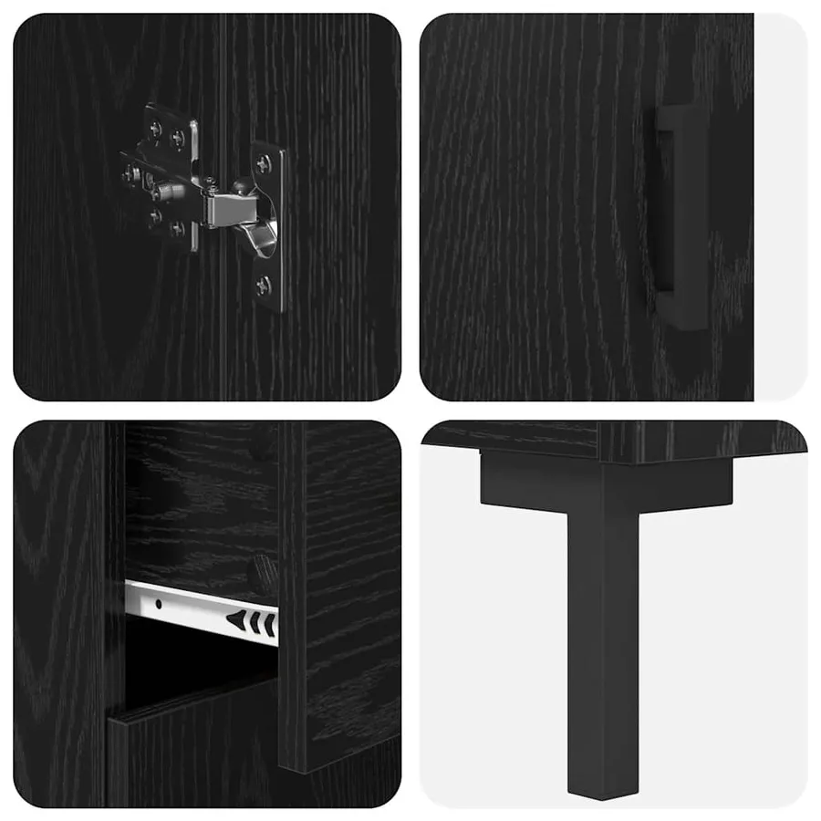 Haut Armoire avec tiroir 2 pcs Chêne noir Bois d'ingénierie - 11