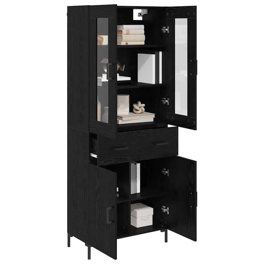Haut Armoire avec tiroir 2 pcs Chêne noir Bois d'ingénierie - 3