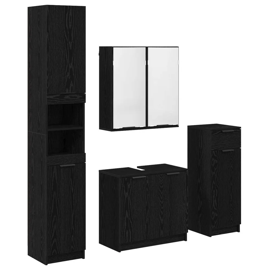 Ensemble de mobilier de salle de bain 4 pcs Chêne noir - 2