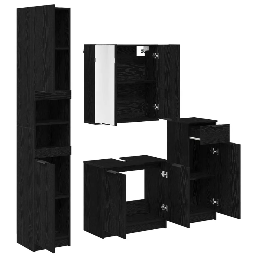 Ensemble de mobilier de salle de bain 4 pcs Chêne noir - 9