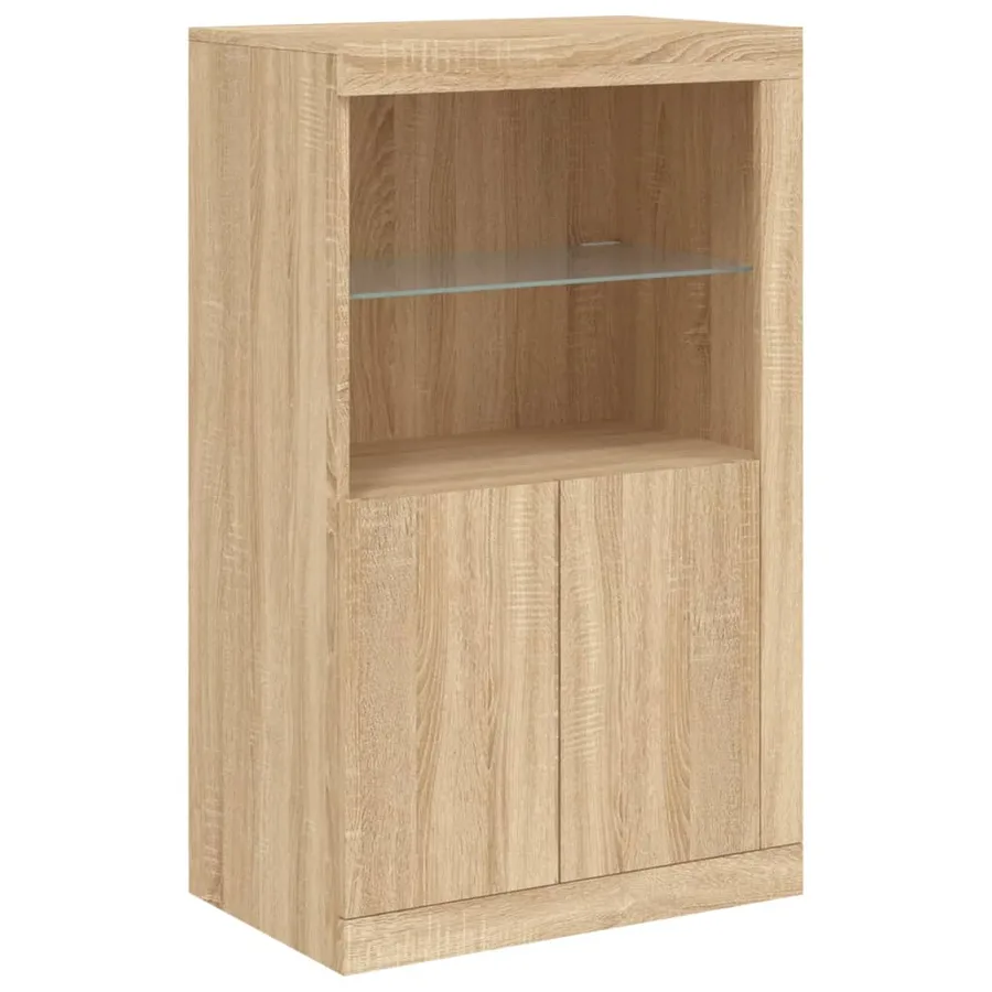 Buffet avec lumières LED chêne sonoma 162x37x100 cm - 10