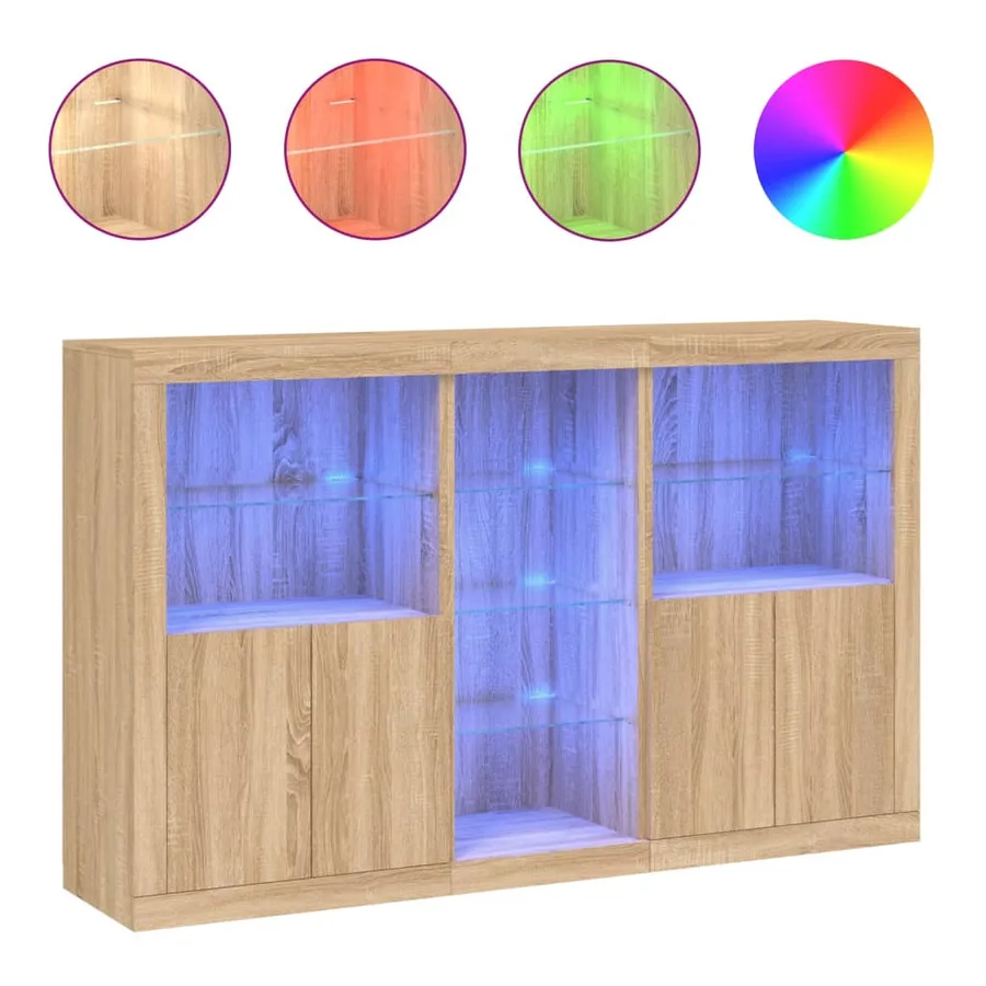 Buffet avec lumières LED chêne sonoma 162x37x100 cm - 2