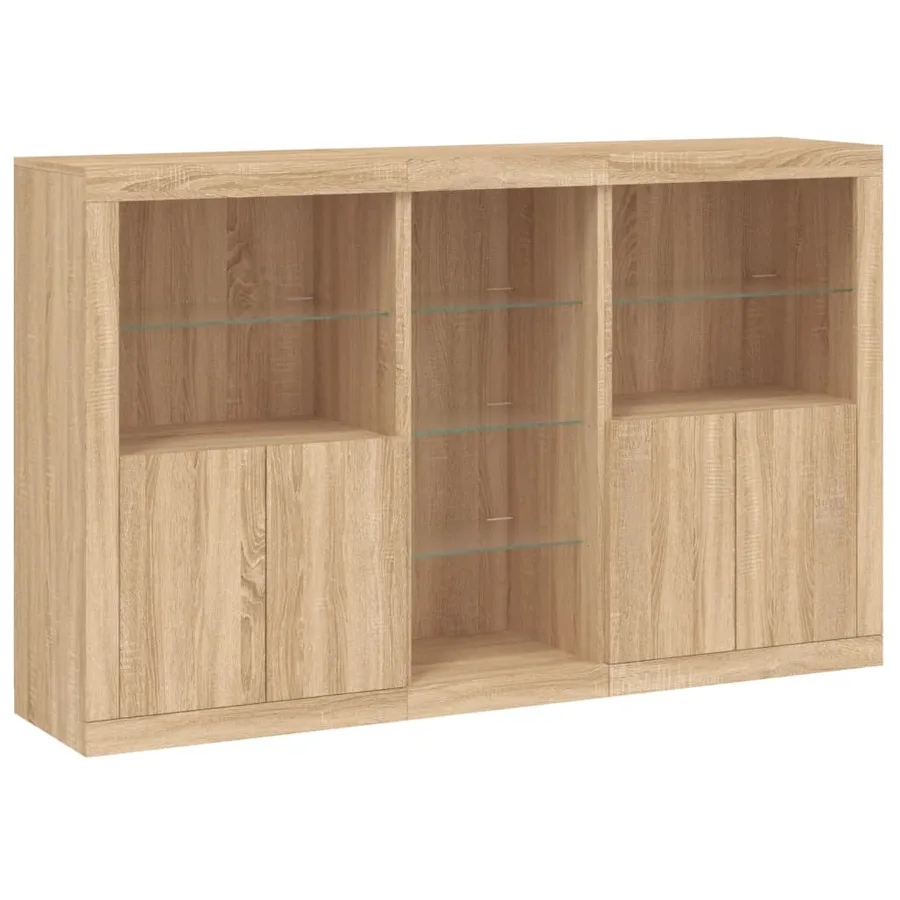 Buffet avec lumières LED chêne sonoma 162x37x100 cm - 3
