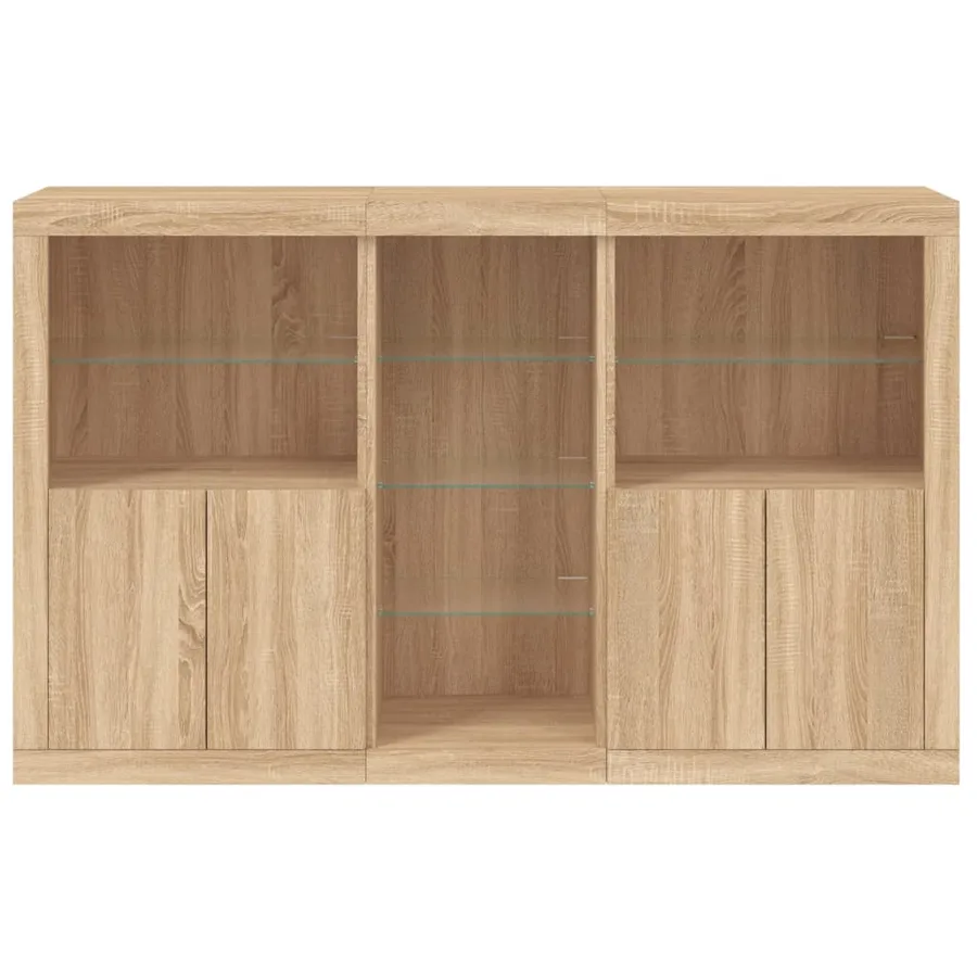 Buffet avec lumières LED chêne sonoma 162x37x100 cm - 6