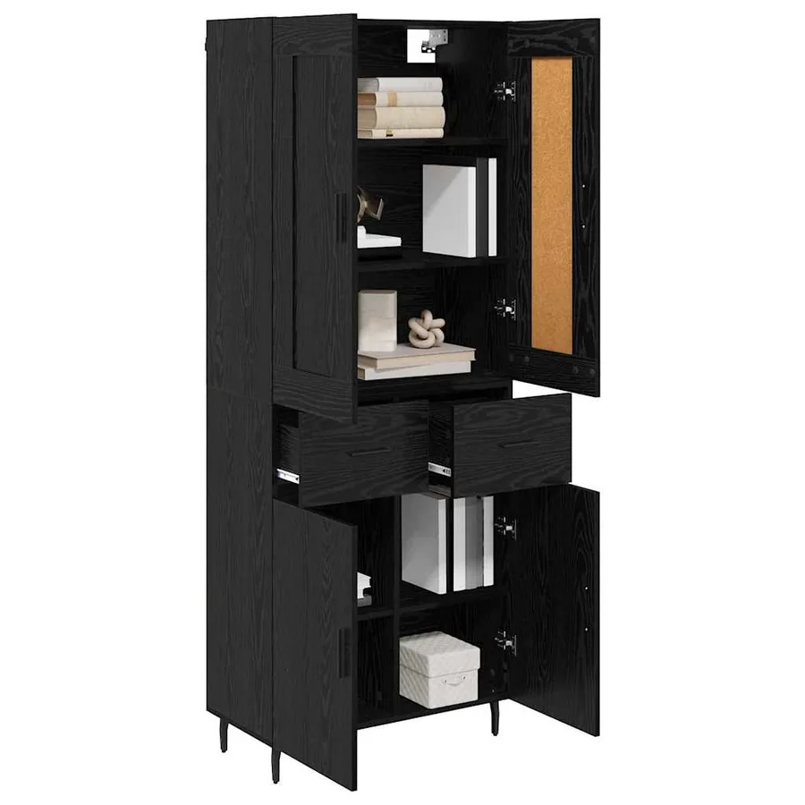 Haut Armoire avec tiroir 2 pcs Chêne noir Bois d'ingénierie - 3