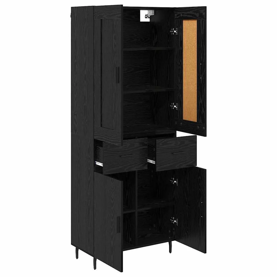 Haut Armoire avec tiroir 2 pcs Chêne noir Bois d'ingénierie - 5