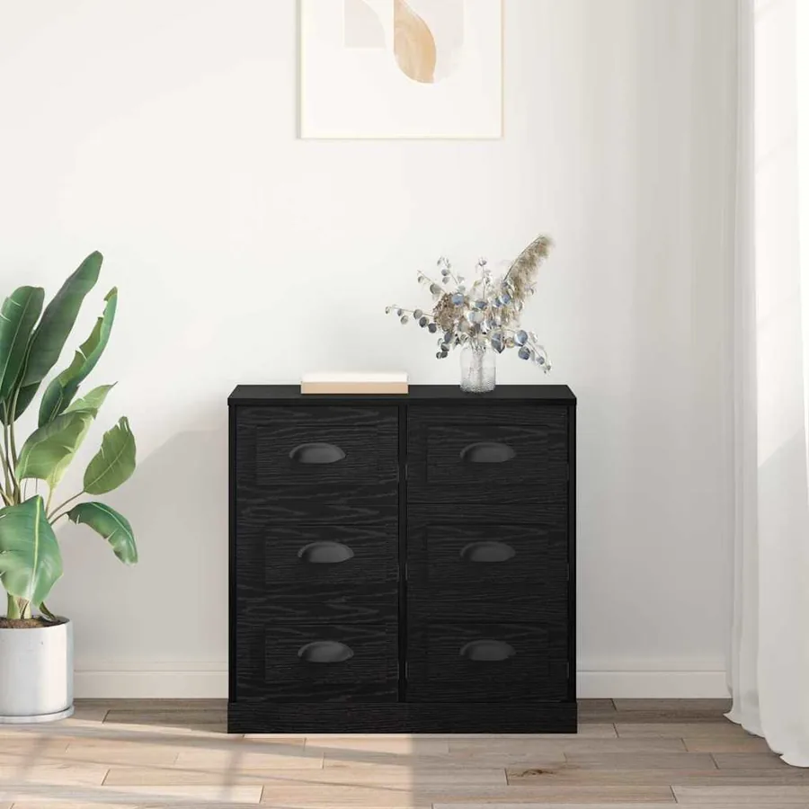Buffet Chêne noir 70 x 35,5 x 67,5 cm Bois d'ingénierie - 4