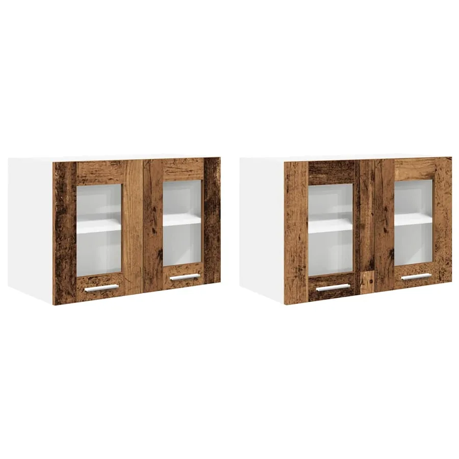 Armoire suspendue avec porte 2 pcs Bois ancien 60 x 31 x 40 cm - 2