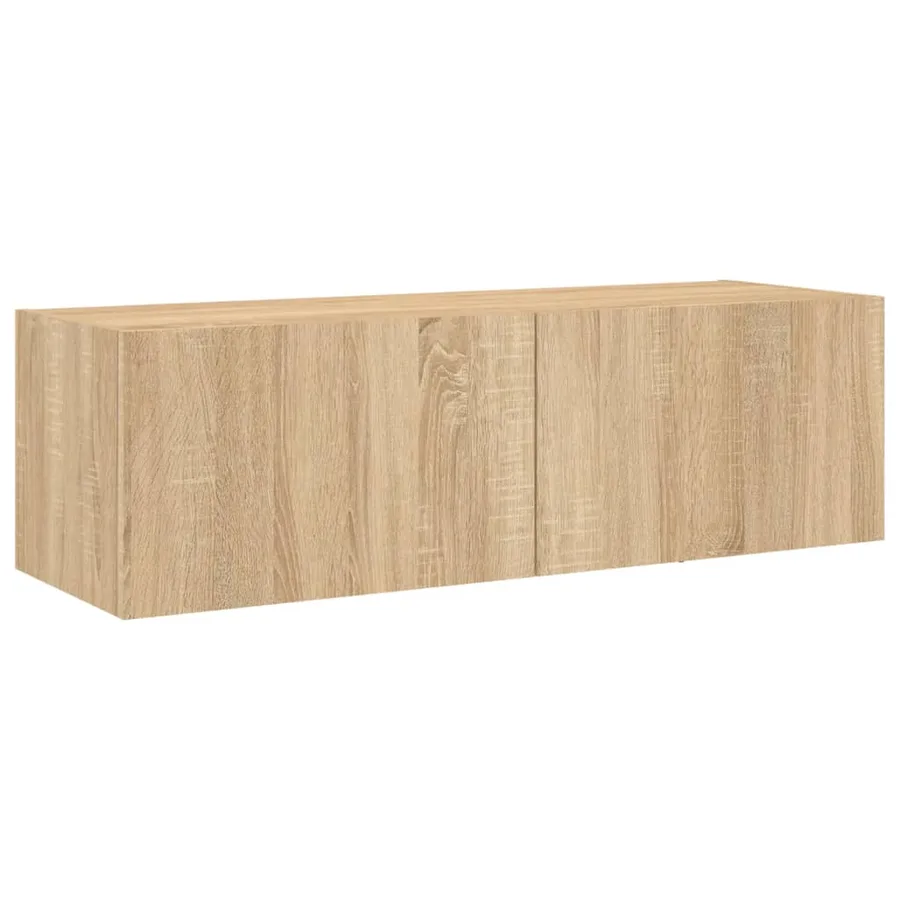 Meuble TV muraux 5 pcs avec lumières LED chêne sonoma - 9