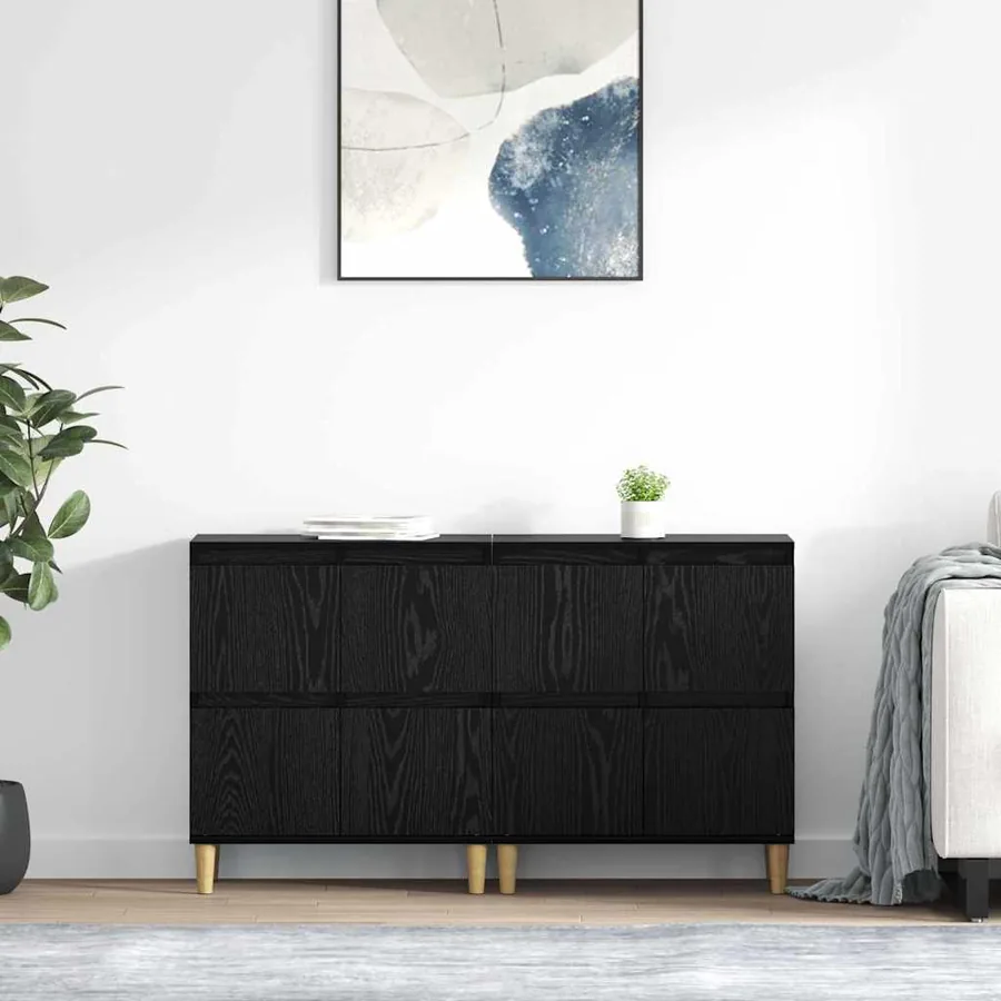 Buffets 2 pcs Chêne noir 60 x 35 x 70 cm Bois d'ingénierie