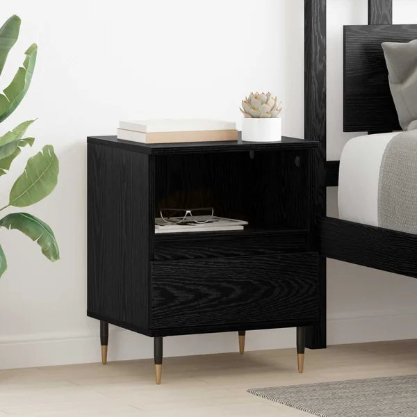 Cabinet de chevet avec tiroir 2 pcs Chêne noir 40 x 35 x 50 cm