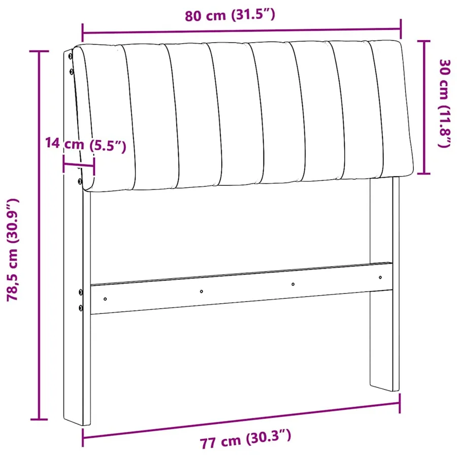 Tête de lit capitonnée Noir 80 cm Pin massif - 11