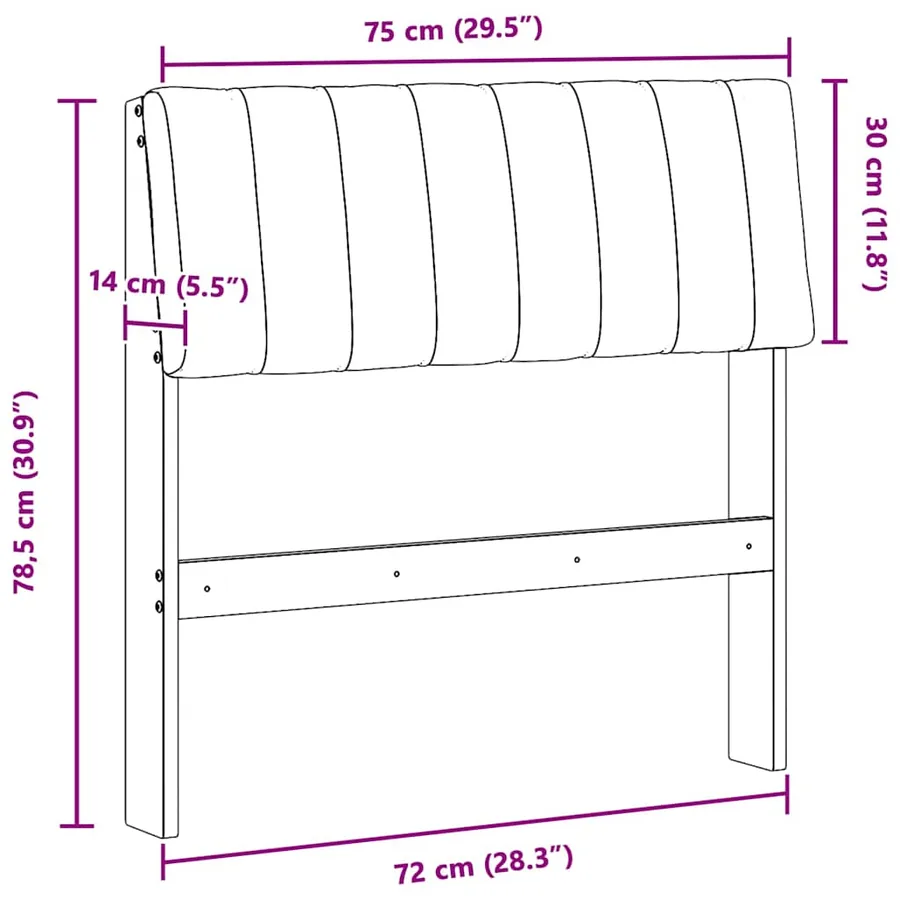 Tête de lit capitonnée Gris clair 75 cm Pin massif - 11