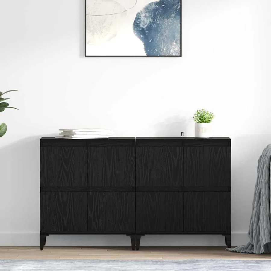 Buffets 2 pcs Chêne noir 60 x 35 x 70 cm Bois d'ingénierie