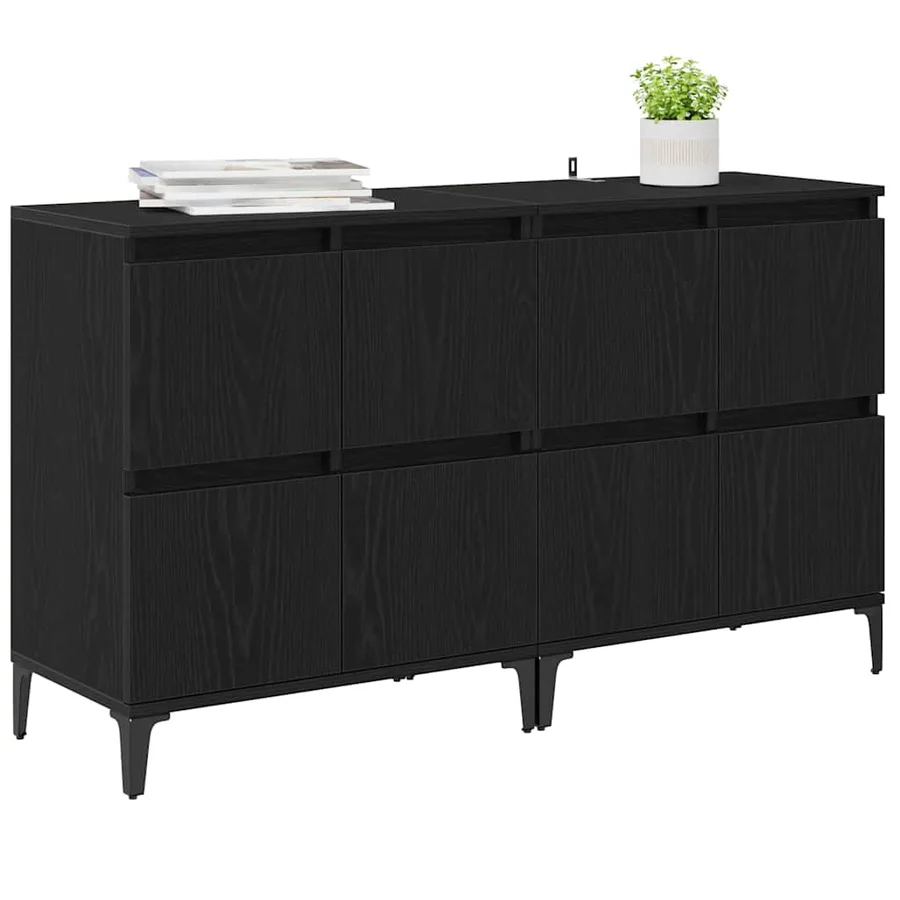 Buffets 2 pcs Chêne noir 60 x 35 x 70 cm Bois d'ingénierie - 3