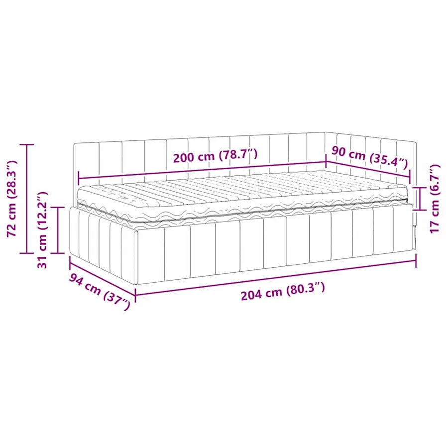 Cadre de lit d'angle avec matelas 2 pcs Bleu Velours - 14
