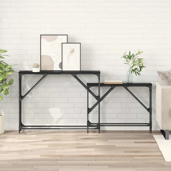 Table console 2 pcs Chêne noir 100 x 28 x 75 cm