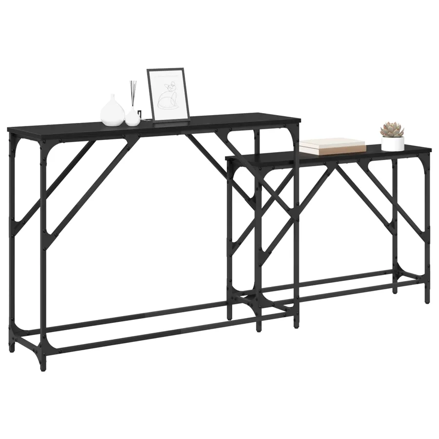 Table console 2 pcs Chêne noir 100 x 28 x 75 cm - 3