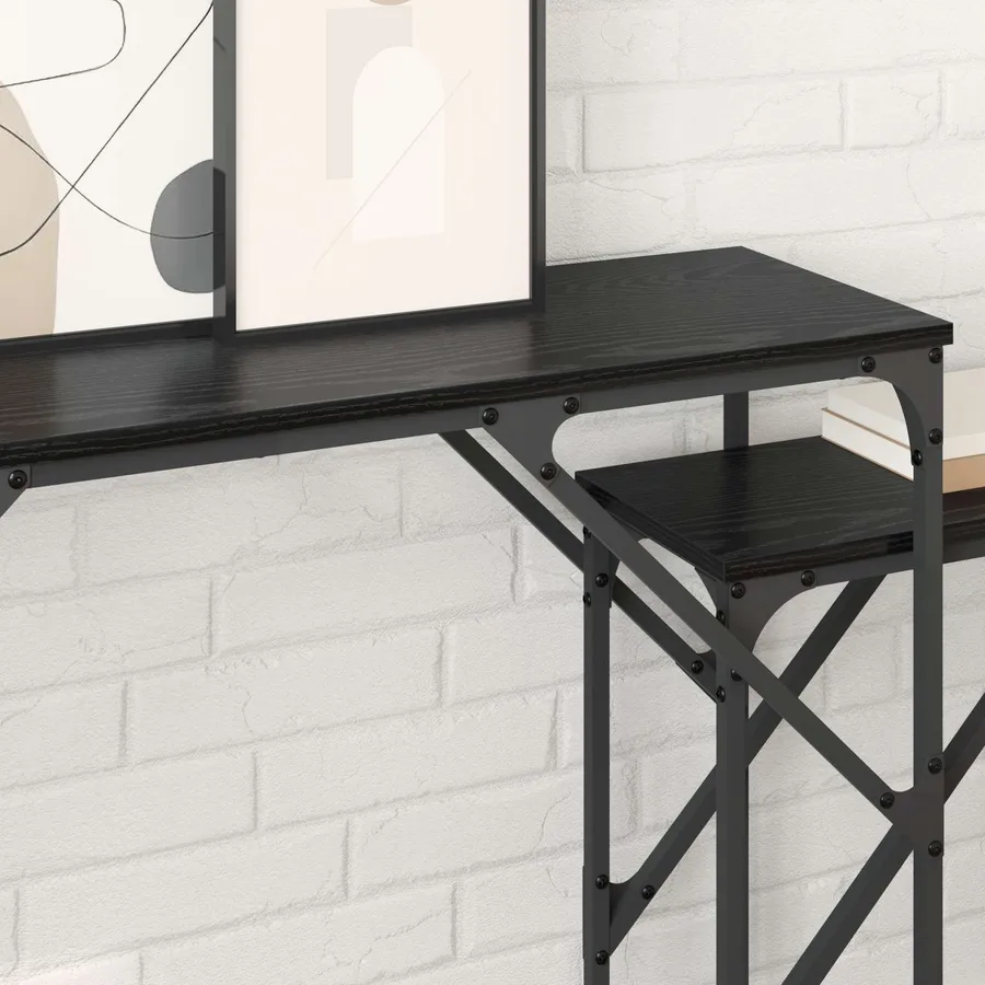 Table console 2 pcs Chêne noir 100 x 28 x 75 cm - 4