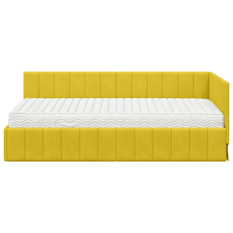 Cadre de lit d'angle avec matelas 2 pcs Jaune Velours - 5