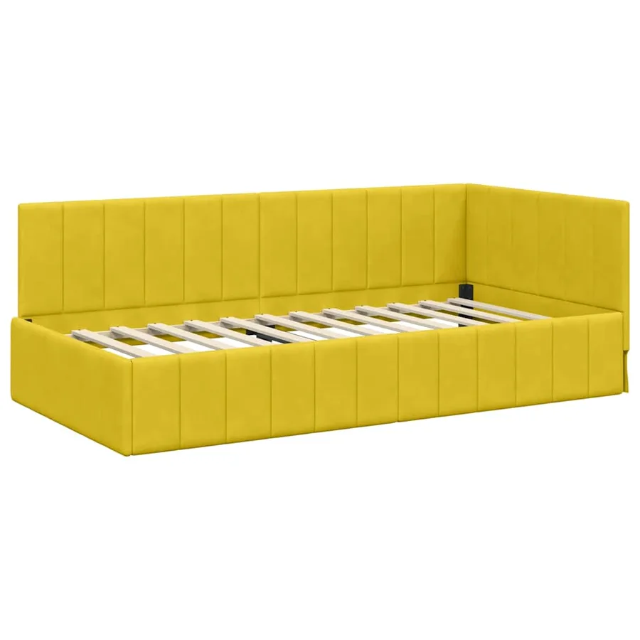 Cadre de lit d'angle avec matelas 2 pcs Jaune Velours - 6