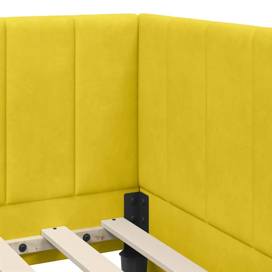 Cadre de lit d'angle avec matelas 2 pcs Jaune Velours - 8