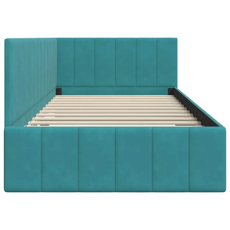 Cadre de lit d'angle Turquoise 90 cm x 200 cm Velours - 6