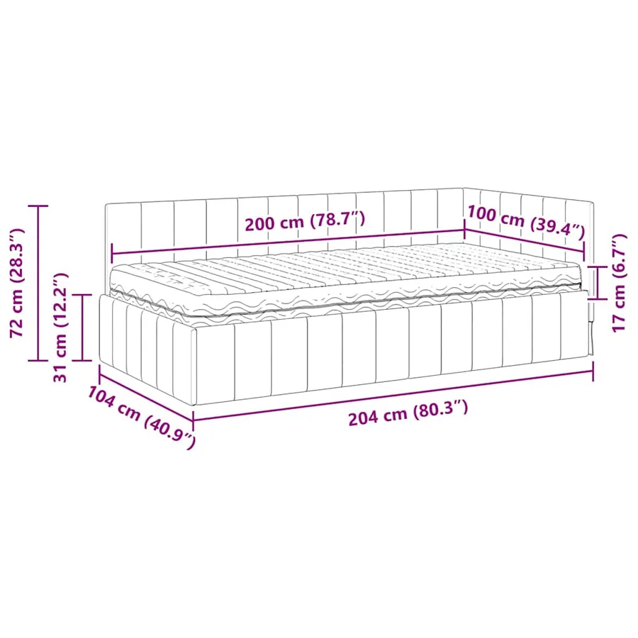 Cadre de lit d'angle avec matelas 2 pcs Turquoise Velours - 14