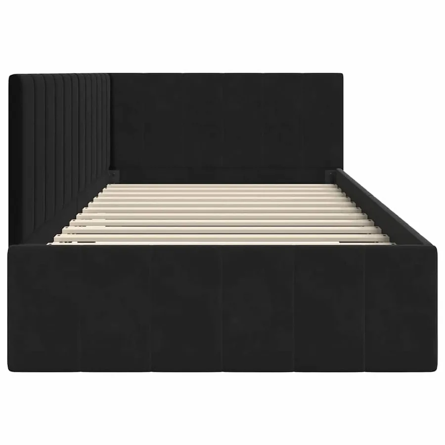 Cadre de lit d'angle Noir 100 cm x 200 cm Velours - 6