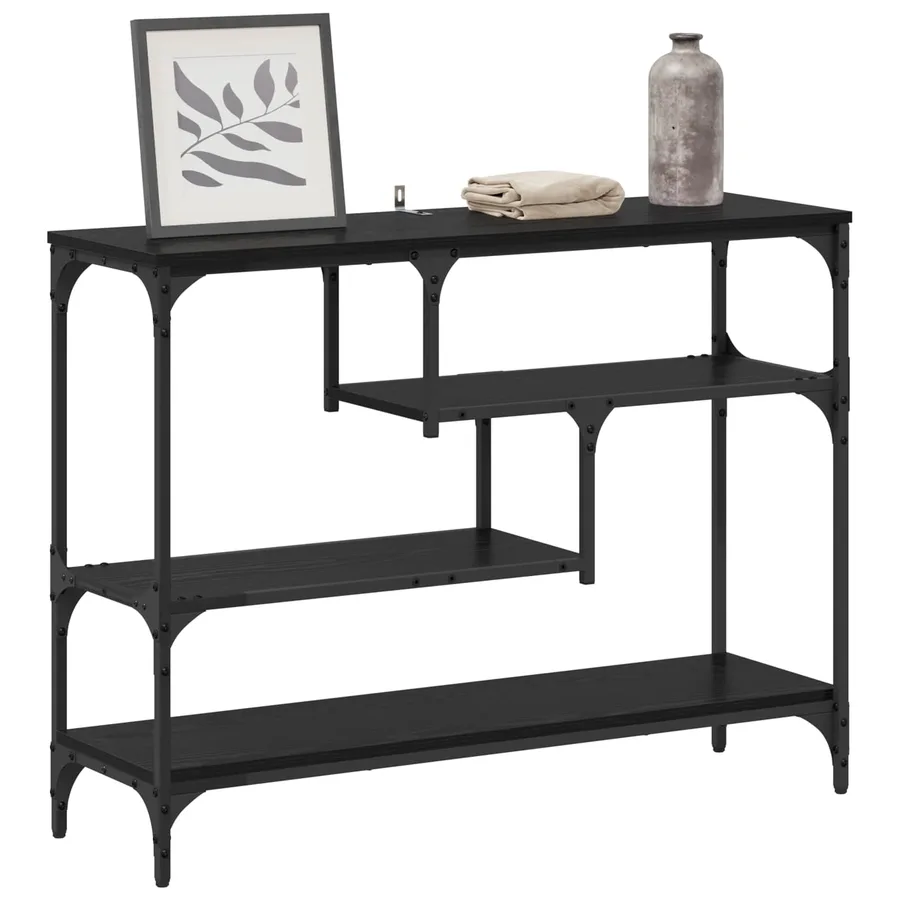 Table console Chêne noir 100 x 30 x 75 cm Bois d'ingénierie - 3