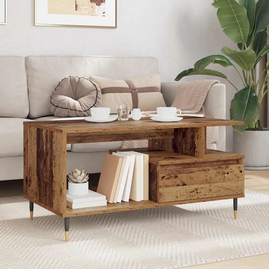 Table basse Bois ancien 90 x 49 x 45 cm Bois d'ingénierie - 4