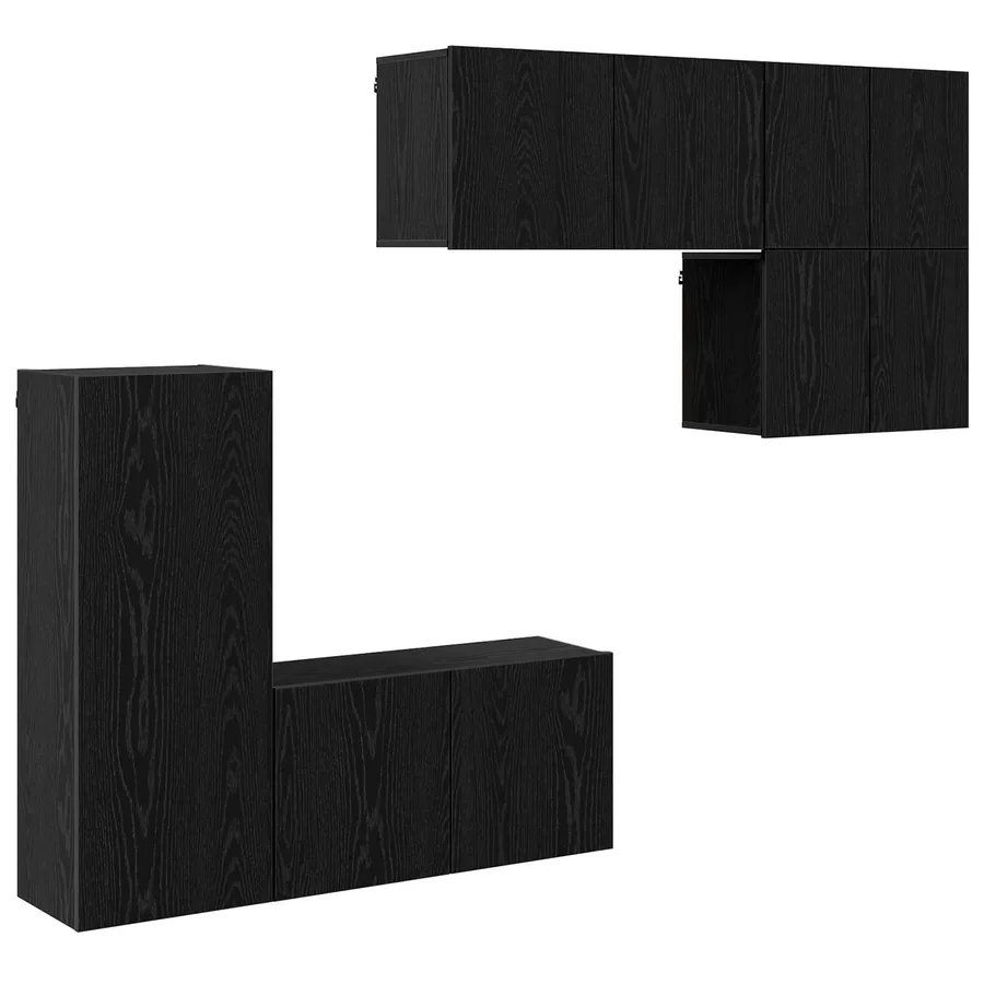 Unité murale de TV 5 pcs Chêne noir Bois d'ingénierie - 2