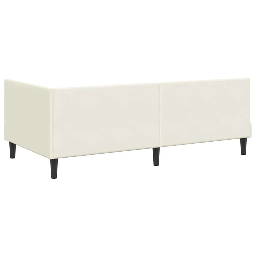 Cadre de lit d'angle Crème 90 cm x 200 cm Velours - 7