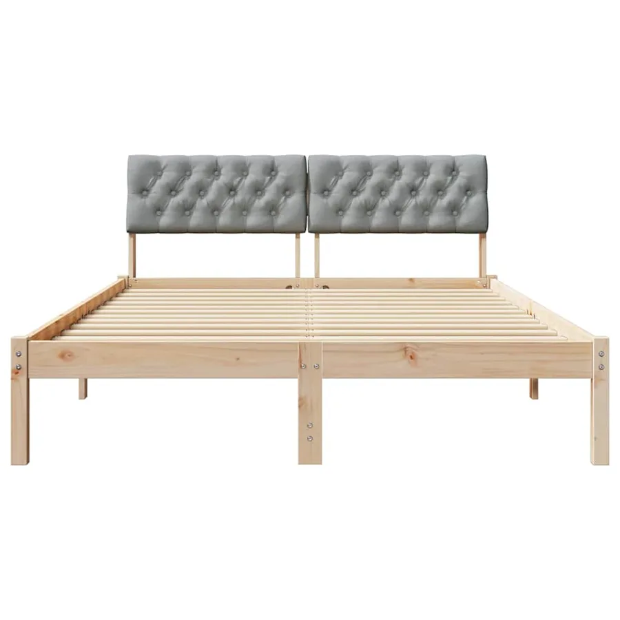 Cadre de lit avec tête de lit Marron et gris clair 140 x 200 cm - 5