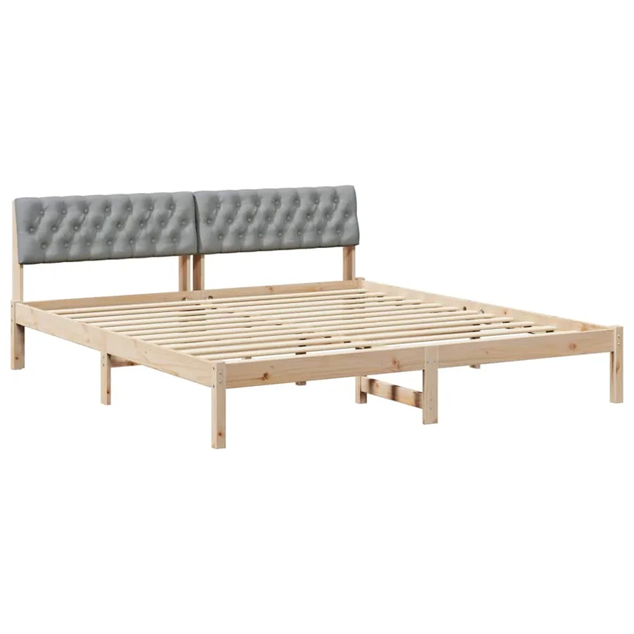 Cadre de lit avec tête de lit Marron et gris clair 180 x 200 cm - 2