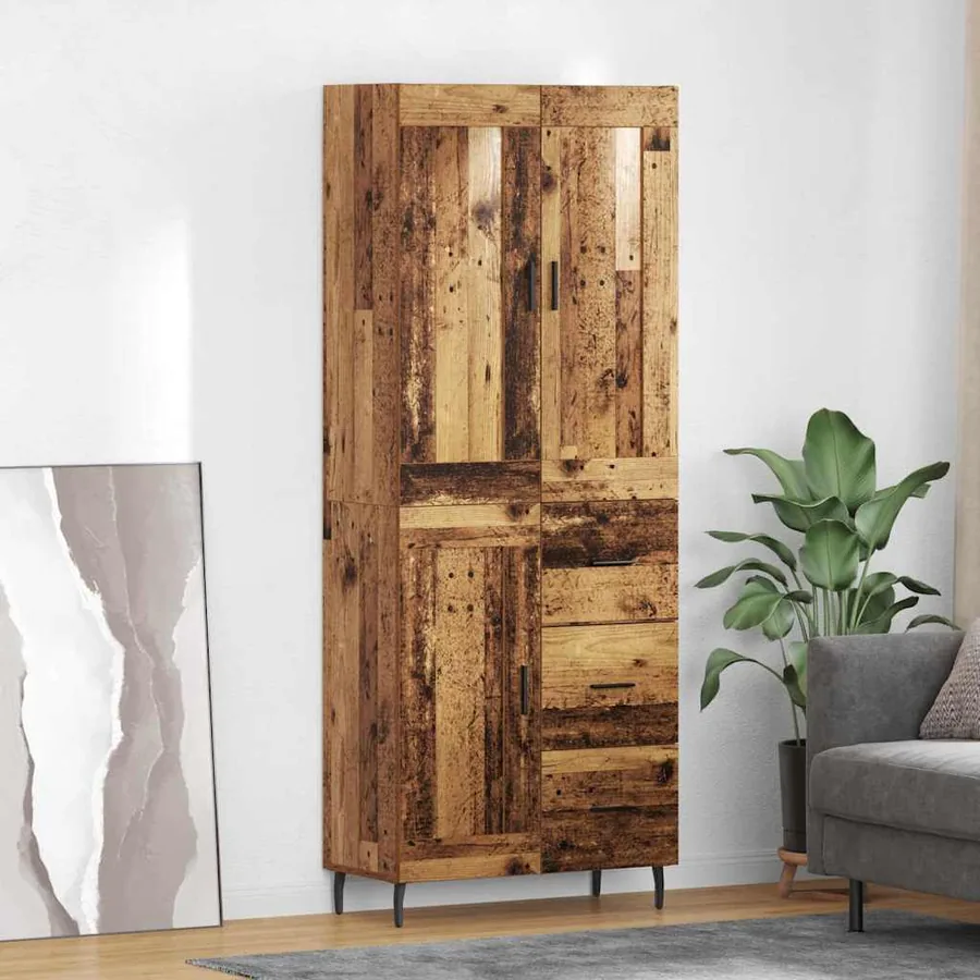 Haut Armoire avec tiroir 2 pcs Bois Ancien Bois d'ingénierie