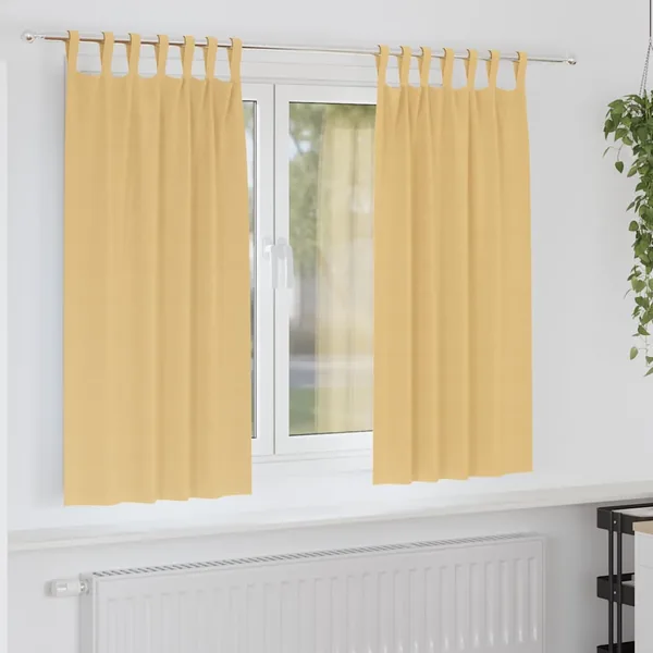 Rideaux occultants avec anneaux 2 pcs Beige 175 x 140 cm