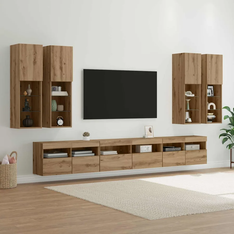 Ensemble de meuble TV mural 7 pcs Chêne artisanal
