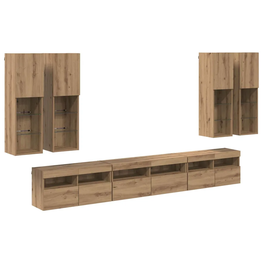 Ensemble de meuble TV mural 7 pcs Chêne artisanal - 2