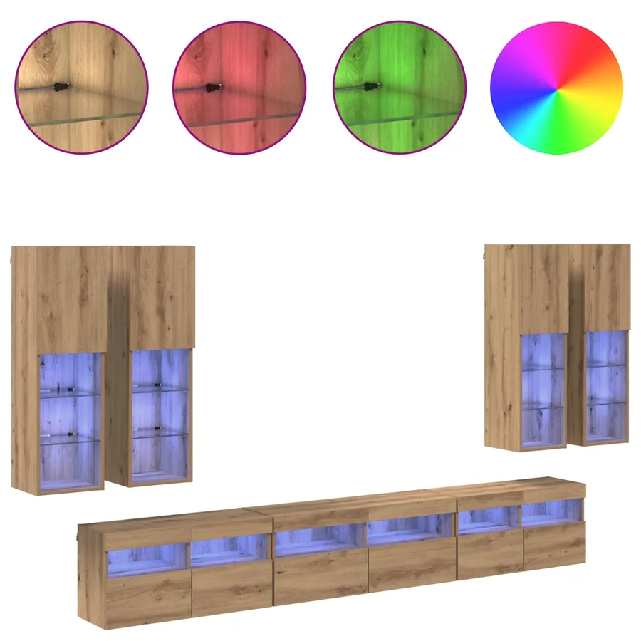 Ensemble de meuble TV mural 7 pcs Chêne artisanal - 4