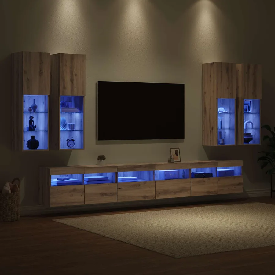 Ensemble de meuble TV mural 7 pcs Chêne artisanal - 5