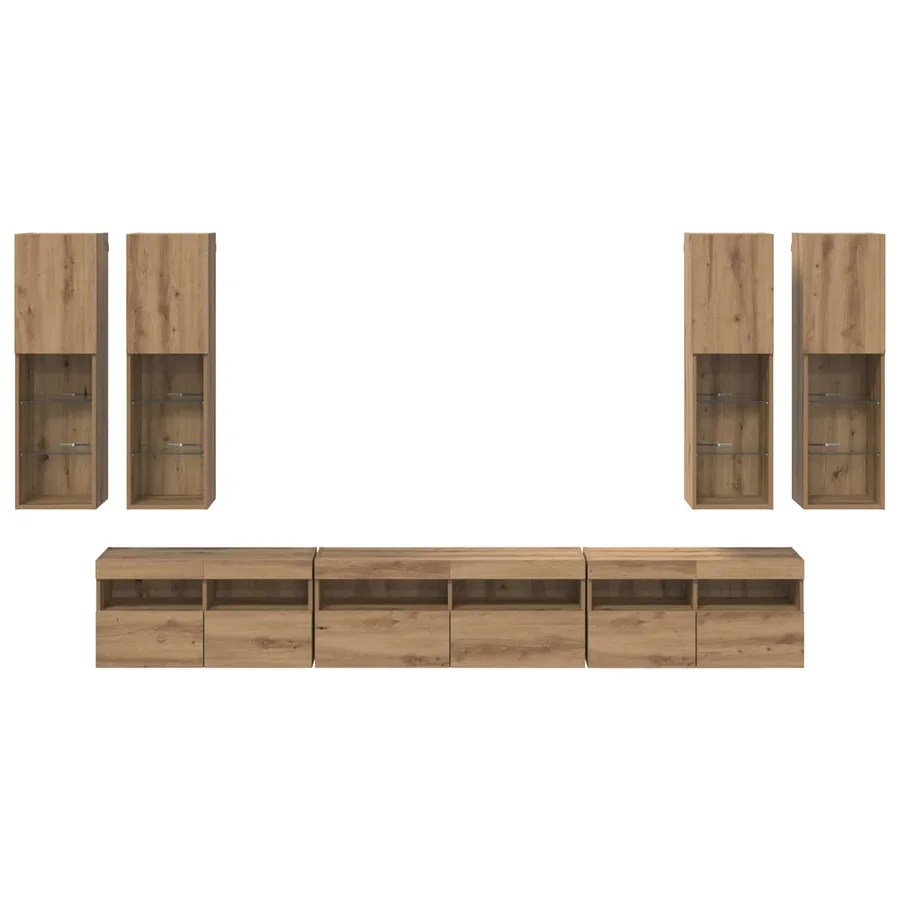 Ensemble de meuble TV mural 7 pcs Chêne artisanal - 8