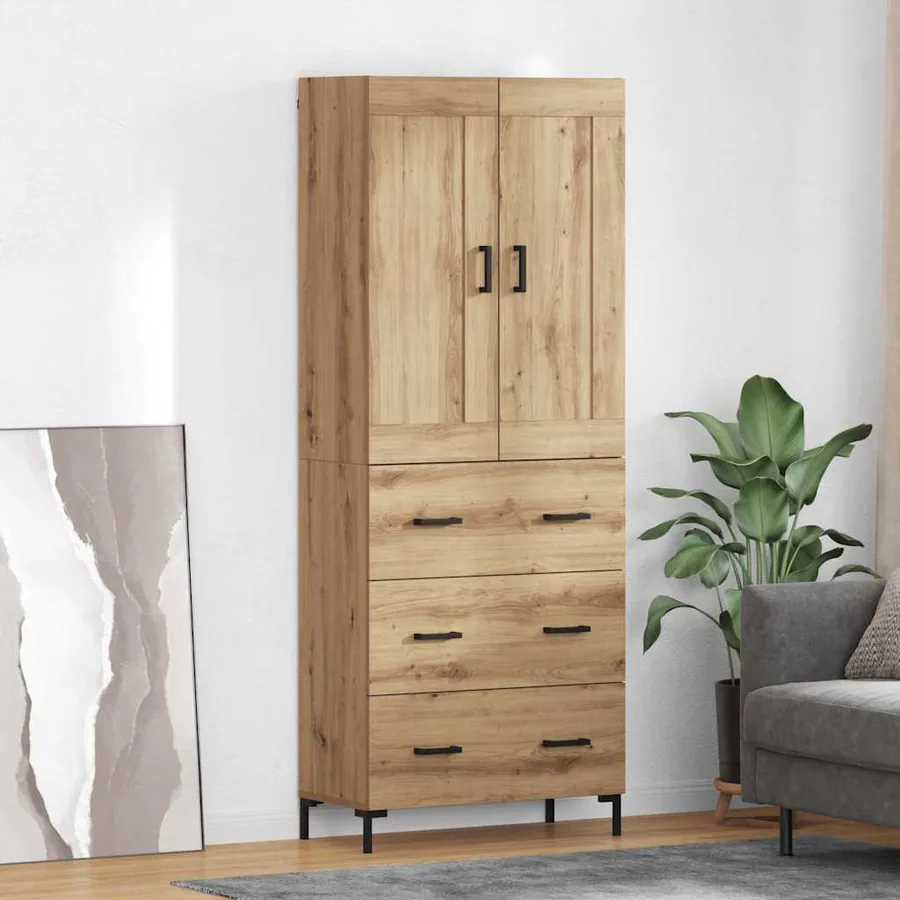 Haut Armoire 2 pcs Chêne artisanal 69,5 x 34 x 180 cm