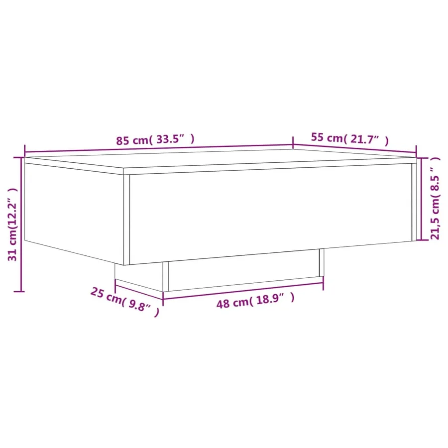 Table basse avec lumières LED blanc 85x55x31 cm - 14