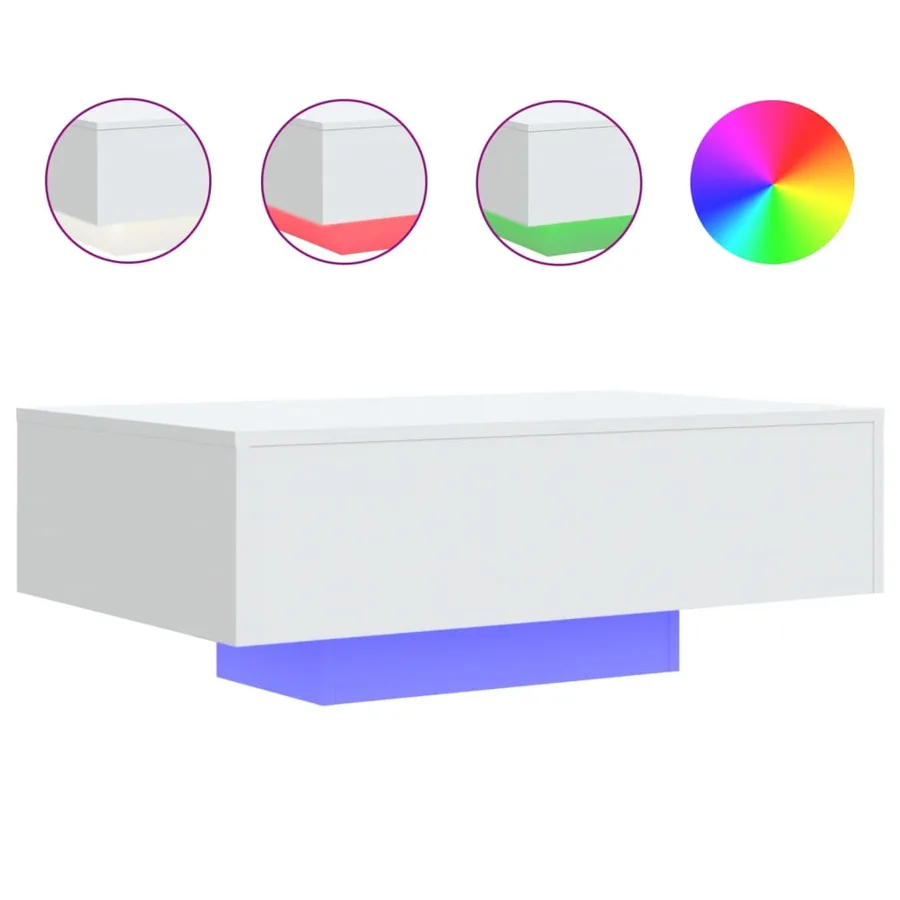 Table basse avec lumières LED blanc 85x55x31 cm - 2