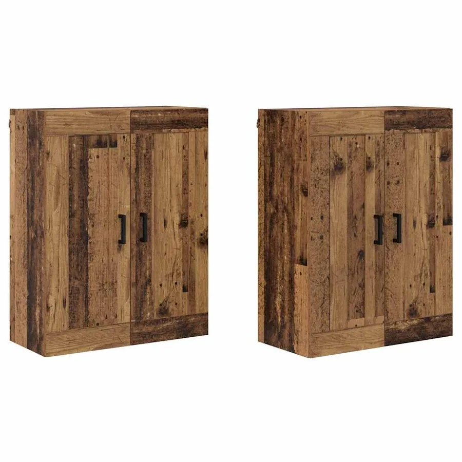 Meuble mural Montage mural 2 pcs Bois ancien 69,5 x 34 x 90 cm - 2